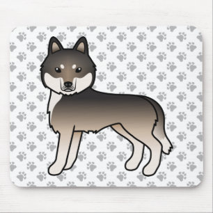 Mousepad Cão de Cartoon Gelado de Cinza de Lobo Escuro Sibe