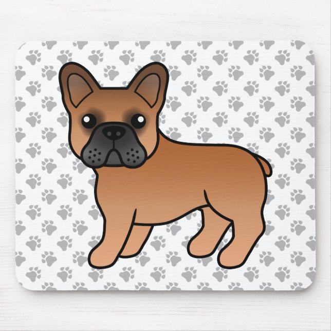 Mousepad Cão-de-Cartoon Vermelho Francês Bulldog (Frente)