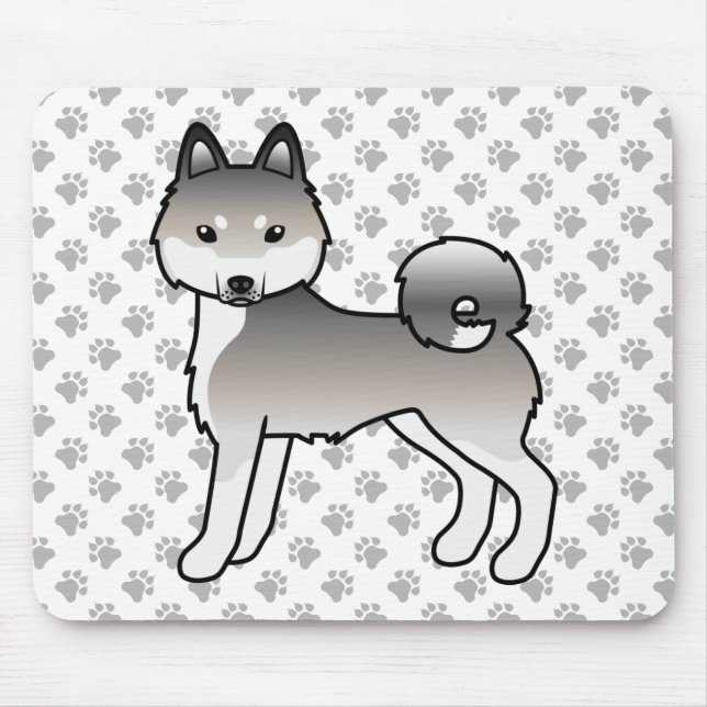 Mousepad Cão de desenho animado cinza e branco Alaskan Klee (Frente)