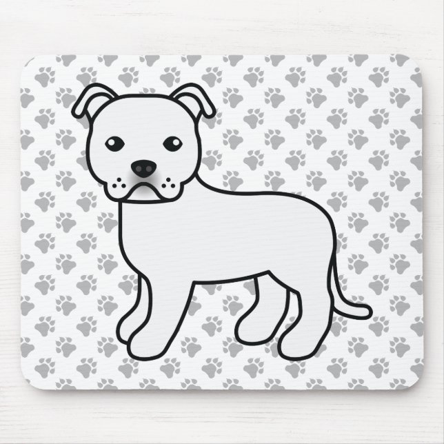 Mousepad Cão de desenho animado fofo & patas Staffie inglês (Frente)