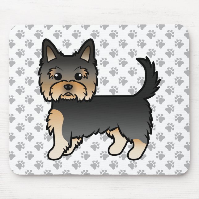 Mousepad Cão de desenho animado Yorkshire Terrier preto e a (Frente)