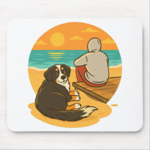 Cão de Montanha Bernês Companheiro de Praia ao Pôr