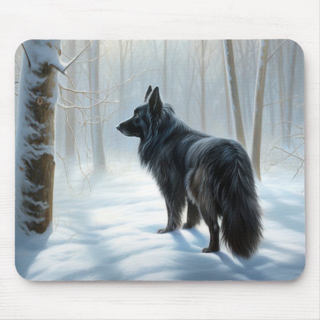 Mousepad Cão de Pastor Belga Deixe Nevar Natal (Frente)