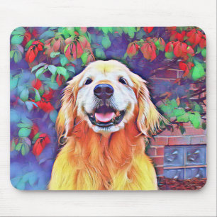 Mousepad Cão de sorriso do golden retriever em cores
