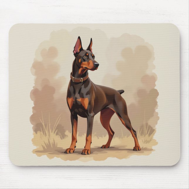 Mousepad Cão Doberman Pinscher Marrom Ferrugem Vermelho (Frente)