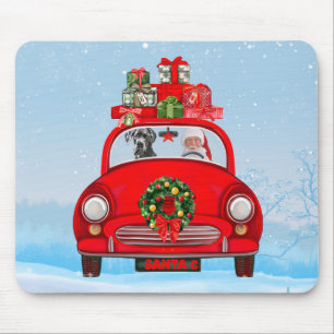 Mousepad Cão Dogue Alemão no carro com Papai Noel