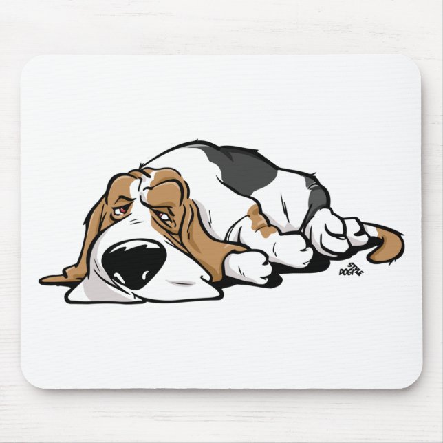 Mousepad Cão dos desenhos animados de Basset Hound (Frente)