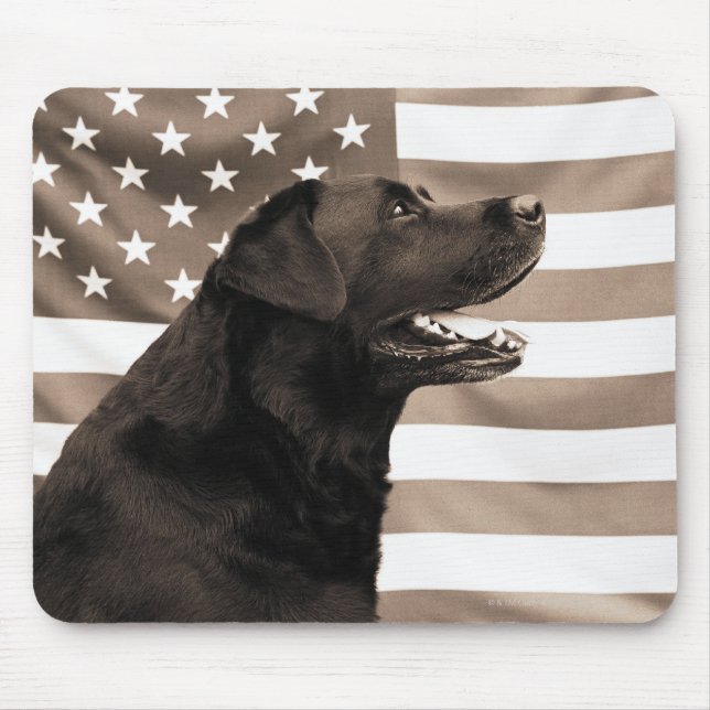 Mousepad Cão e bandeira americana (Frente)