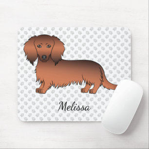 Mousepad Cão e Nome do Cartoon de Cabelo Longo Vermelho