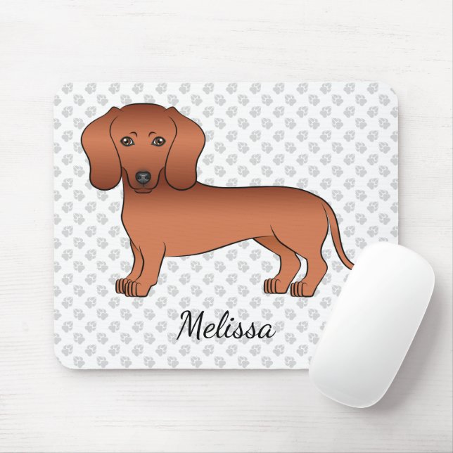 Mousepad Cão e nome do desenho animado verde Casaco Dachshu (Com mouse)
