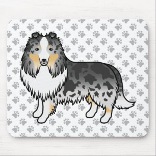 Mousepad Cão e patas de cartografia de Sheepdog Blue Merle