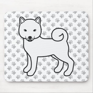 Mousepad Cão e patas de cartoon branco Shiba Inu