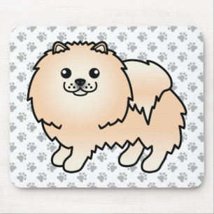Mousepad Cão e patas de cartoon canino creme Pomeraniano