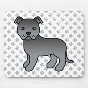 Mousepad Cão e patas de cartoon escondido em inglês azul