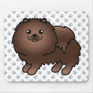 Mousepad Cão e patas de cartoon marrom-pomeraniana