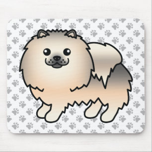 Mousepad Cão e patas de cartoon Pomeranianos Sable Cream