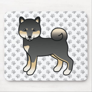 Mousepad Cão e patas de cartoon Shiba Inu Preto e Tan