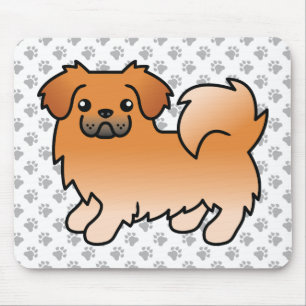 Mousepad Cão e patas de cartoon vermelho-tibetano espanhol