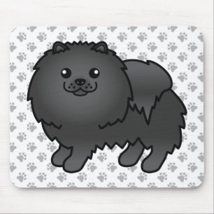 Mousepad Cão e patas de cartoons brancos da Pomerânia Pre