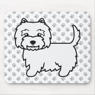Mousepad Cão e patas do Cartoon White Terrier, West Highlan