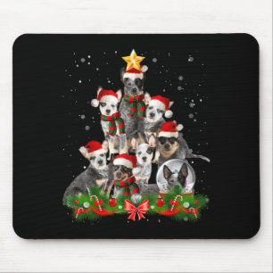 Mousepad Cão engraçado do Natal da árvore de Natal do gado 