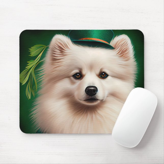 Mousepad Cão Esquimó Americano vestido para o Dia de São Pa (Com mouse)