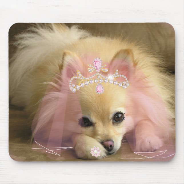 Mousepad cão feericamente da princesa com coroa do diamante (Frente)