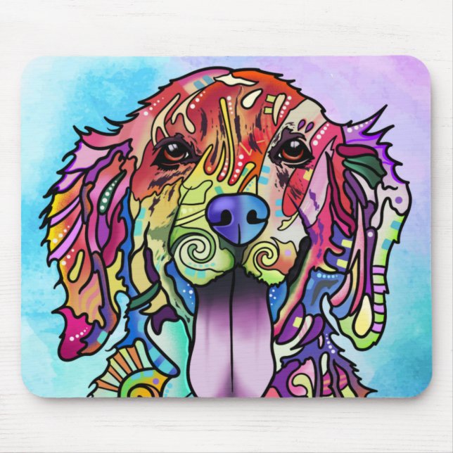 Mousepad Cão feliz colorido (Frente)