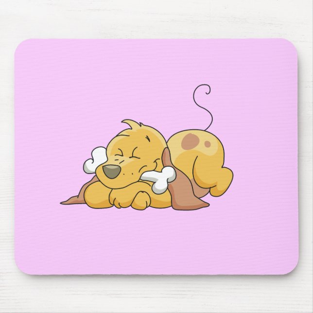 Mousepad Cão feliz com camiseta e presentes do osso (Frente)