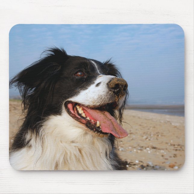 Mousepad Cão feliz na praia (Frente)