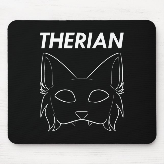 Mousepad Cão Gato de Lobo com Máscara de Furto Therian (Frente)