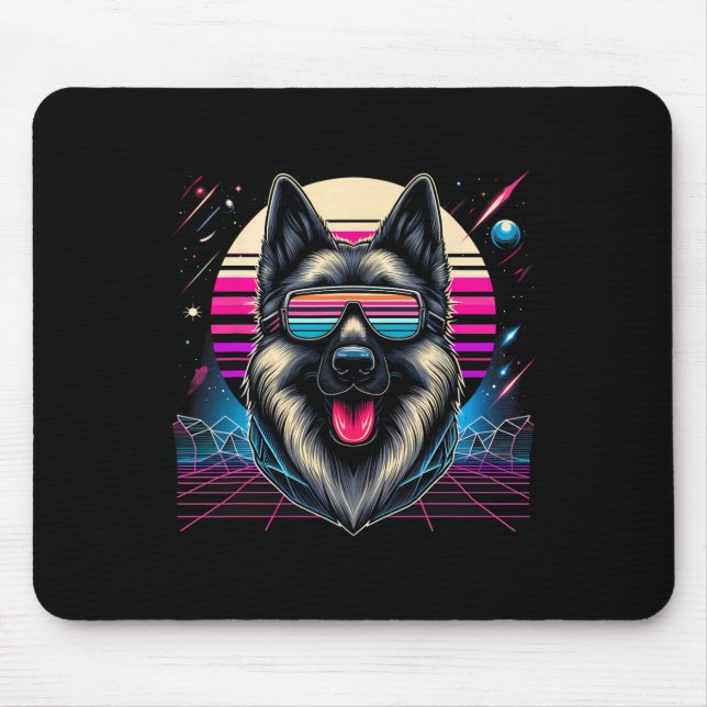 Mousepad Cão legal Retrofuturismo Estilo de Arte C (Frente)