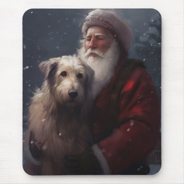 Mousepad Cão-lobo Com Papai Noel Natal Festivo (Frente)