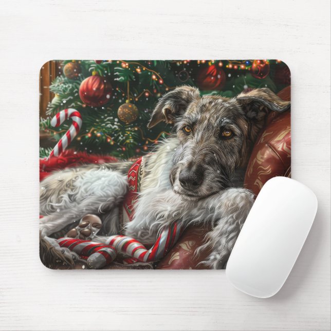 Mousepad Cão Lobo Hound Festa de Natal (Com mouse)