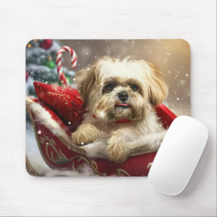 Mousepad Cão Malti Tzu Natal Festivo