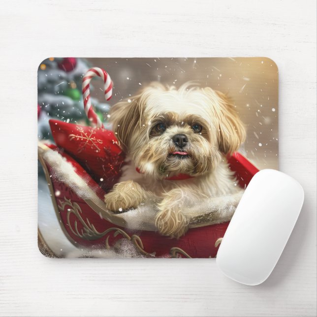 Mousepad Cão Malti Tzu Natal Festivo (Com mouse)