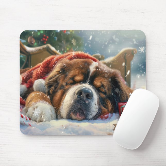 Mousepad Cão Mastim Tibetano Natal Festivo  (Com mouse)