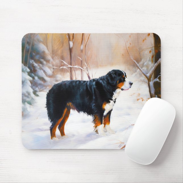 Mousepad Cão Montanhês de Berna Deixe Nevar Natal (Com mouse)