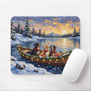 Mousepad Cão Montanhês Suíço Maior Barco de Natal Feriado