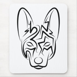 Mousepad Cão Negro e Tribal Branco