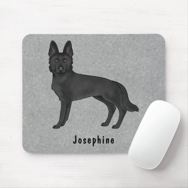 Mousepad Cão Pastor Alemão Alemão Preto E Nome Personalizad (Com mouse)