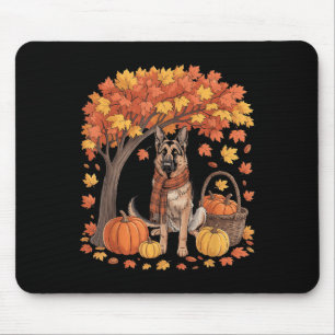 Mousepad Cão Pastor Alemão Cachecol de Outono Abóbora Outon