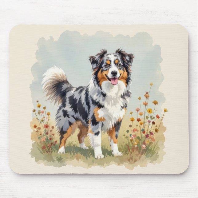 Mousepad Cão Pastor Australiano Merle Cauda Longa (Frente)