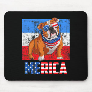Mousepad Cão Patriótico Usa 4 De Julho Bandeira Americana M