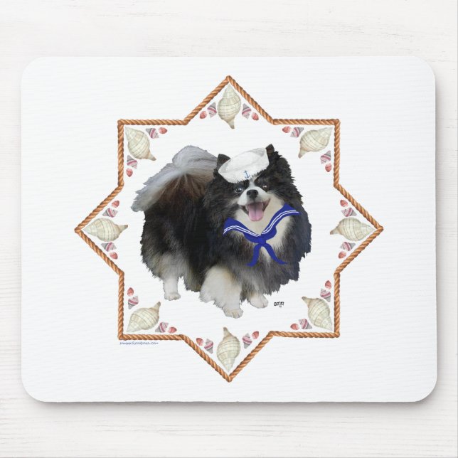 Mousepad Cão Pomerânia com Conchas (Frente)