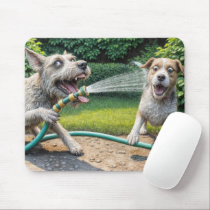Mousepad Cão Pulverizando Água Com Mangueira De Jardim