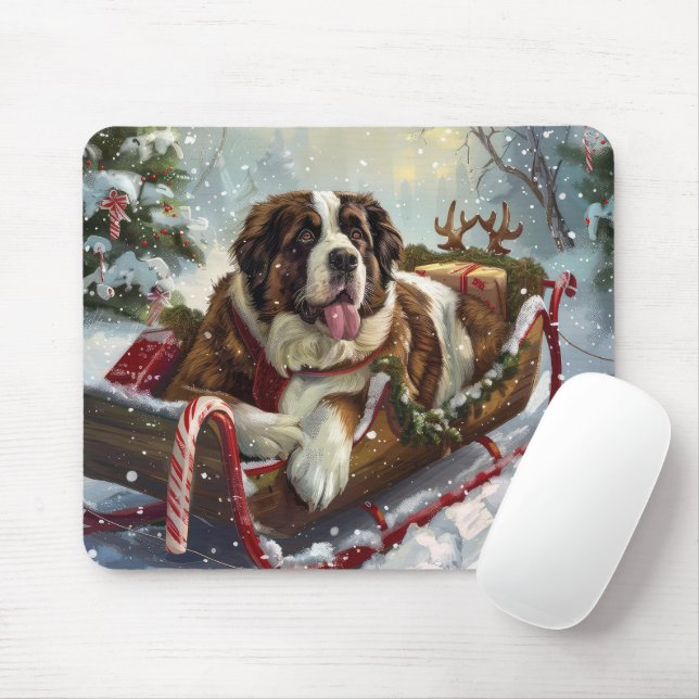 Mousepad Cão São Bernardo Natal Festivo (Com mouse)