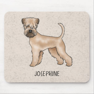Mousepad Cão Soft-Coated Wheaten Terrier em Bege com Nome