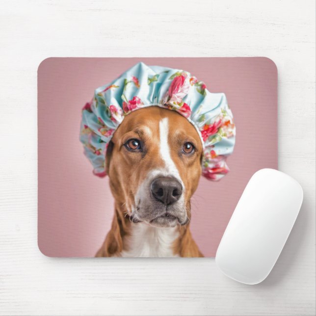 Mousepad Cão Vestindo um Boné Chá (Com mouse)