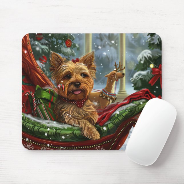 Mousepad Cão Yorkshire Terrier Natal Festivo (Com mouse)